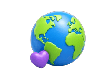 3D globe with a heart representing global giving